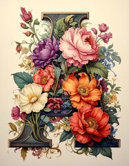 Ornate floral letter "A