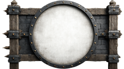 Rustic circular signpost with spiked borders