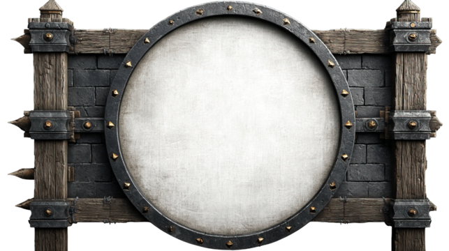 Rustic circular signpost with spiked borders