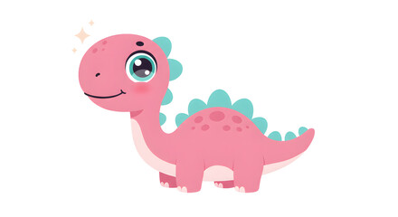 Naklejka premium Cute cartoon baby dinosaur and funny green reptile character vector illustration drawing for kids