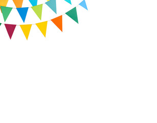 Colorful ribbons vector illustration set with triangle party bunting banner design on white background