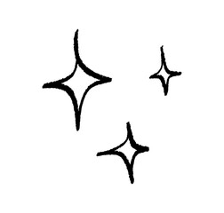 Hand Drawn Sparkle and Shining Star Icons – Cute Doodle Comic Decoration Vector
