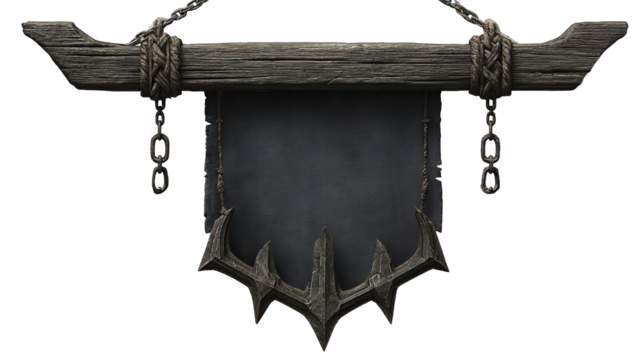 Rustic medieval banner with ornate embellishments