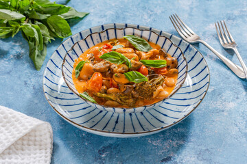 Creamy butter beans and button mushrooms vegetarian stew