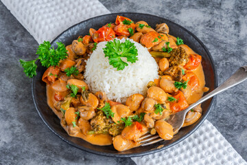 Creamy butter beans and button mushrooms vegetarian stew