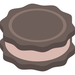 A Chocolate Sandwich Cookie with Pink Cream Filling on a Transparent Background Isolated Vector Illustration