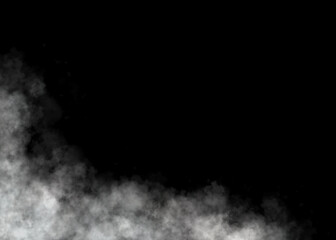Colored bright smoke cloud, transparent white fog frame, bright colorful mist.. Black background.