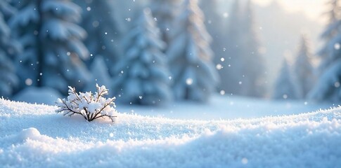 Serene Snowscape Soft Snowflakes Gently Falling on Pristine Winter Landscape