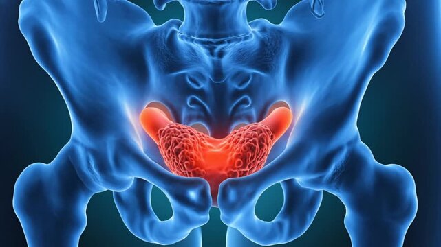 Anatomical Visualization of the Human Pelvis Highlighting the Sacrum Bone.