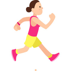 Cartoon Athletic Young Woman Running Motion Animation Isolated On White Background Healthy Lifestyle And Fitness Concept