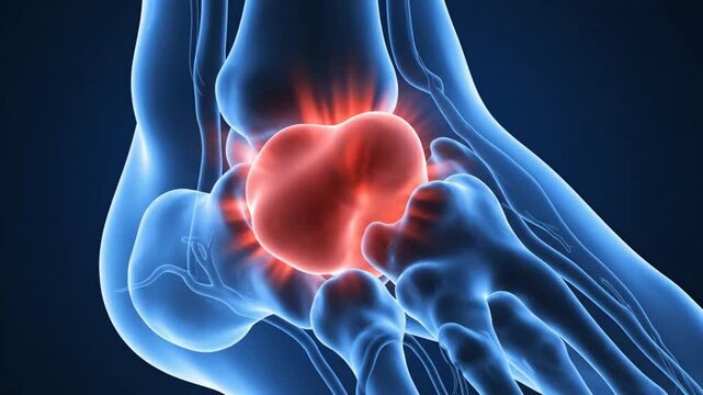 Ankle Joint Pain and Inflammation 3D Medical Animation.