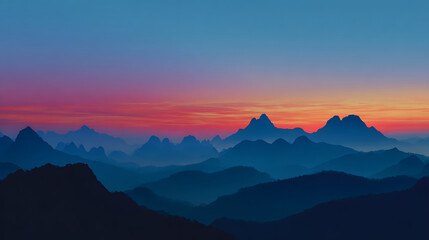 Fototapeta premium Mountains Peaks at Sunset