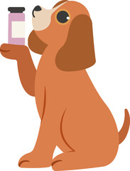 Cute Dog Holding a Medicine