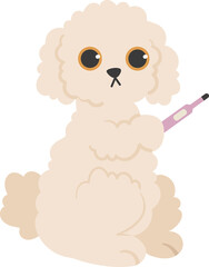 Cute Dog Holding Thermometer