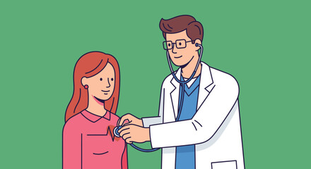 Doctor Examining Patient with Stethoscope in Medical Checkup.
