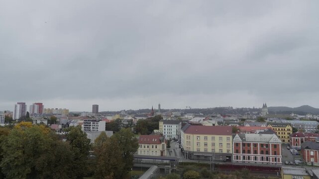 Elevated rooftop views to city urban architectural development Ostrava