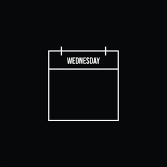 Wednesday Calendar Reminder Minimalist White Outline on Black Background for Planning and Organization