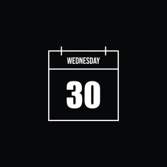 Calendar Icon Illustration of Wednesday the 30th Modern Minimalist Design