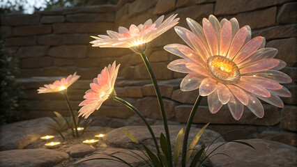  Glowing gerberas made of glass
