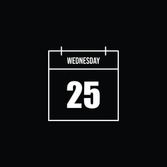 Minimalist Calendar Icon Wednesday the 25th - Simple Date Reminder for Schedule