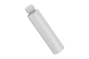 A slim bottle, with delicate lid, stand on a white background. 3d illustration