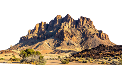 Dramatic Rocky Mountain Landscape Under Clear Blue Sky in Arid Desert Environment