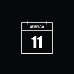 Calendar Icon on Black Minimalist Graphic for Date and Day Presentation - Wednesday 11th