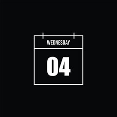 Minimalist calendar icon showing the day Wednesday and the 4th of the month on a black background
