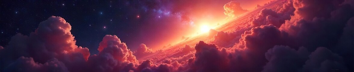 Newborn Star Illuminates Cosmic Clouds A Vibrant Celestial Spectacle of Gas, Dust, and Radiant Energy, Perfect for Astronomy, Space, and Fantasy Projects.