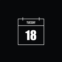 Calendar Icon Tuesday the 18th - Minimalist Design for Event Planning and Scheduling