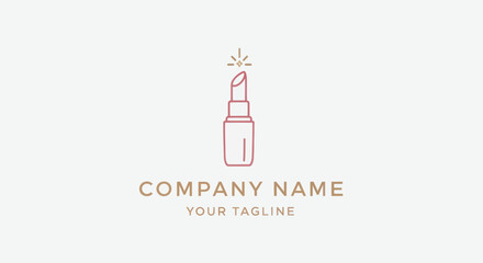 Elegant Lipstick Icon with Sparkling Effect for Beauty Brand Logo Design.