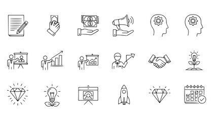 Fototapeta premium Vector art of collection of handdrawn business and finance icons
