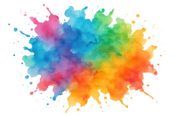 Obraz premium Watercolor rainbow paint exploding on transparent background, colorful splash art design concept
