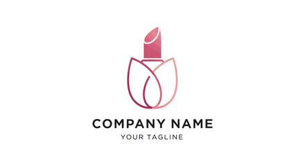 Elegant Lipstick and Tulip Logo Design for Beauty and Cosmetics Brand.