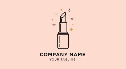 Elegant lipstick design for beauty brand logo with sparkling accents.