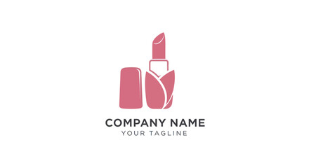 Elegant Lipstick Logo Design with Floral Accents for Beauty Brands.