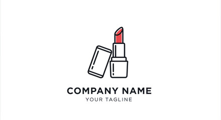 Elegant lipstick logo design for beauty and cosmetics brand.