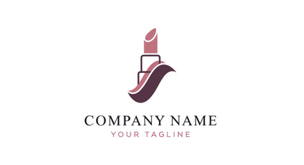 Elegant lipstick logo design for beauty and cosmetics brand identity.