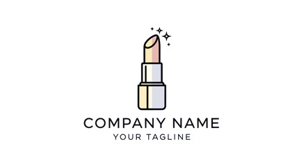 Elegant lipstick logo design for beauty brand, cosmetic product, makeup.