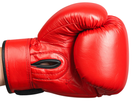 Boxing Glove Hand in Tight Grip Pose, Front View, Isolated on Transparent Background