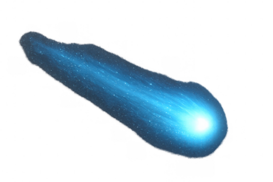 Comet meteor flying in outer space cosmic blue light trail, glowing celestial body with glittering starry effect - Powered by Adobe