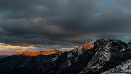 Orties massif at sunset, the highest peak of Eastern Alps