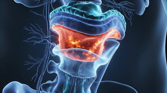 Cervical Spine Inflammation A Detailed Anatomical Visualization of Neck Pain.