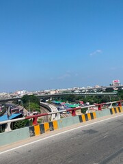 aerial view of the city of rotterdam wind turbine in the city
