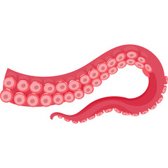 Pixelated Illustration of a Red Octopus Tentacle with Suction Cups on a White Background