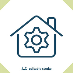 House Icon. Gear, Cog, Settings, Optimization, Smart Home