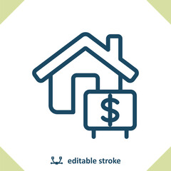 Real Estate Icon. Dollar, Price, For Sale Sign, Rent, House, Home