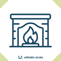 Fireplace Icon. Fire Place, Flame, Hearth