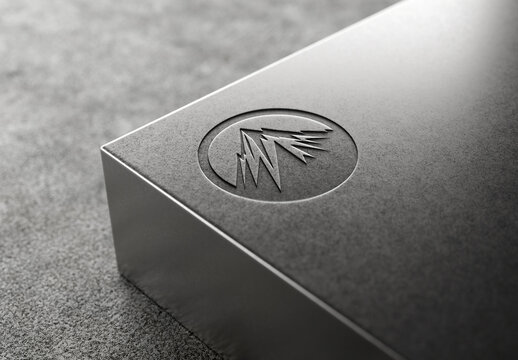 Engraved Logo On Metal Plate Corner Mockup