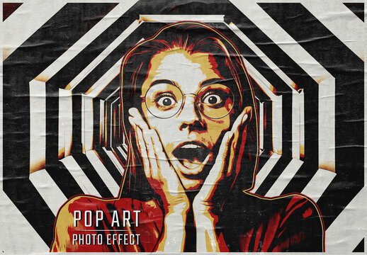 Vintage Pop Art Retro Photo Effect Mockup